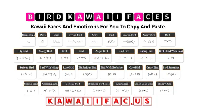 Bird Kawaii Faces Or Emoticon 𓅪 🕊️ 𓅭𓅭𓅭