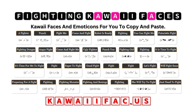 Fighting Kawaii Faces Emoticon (ง•̀.•́)ง