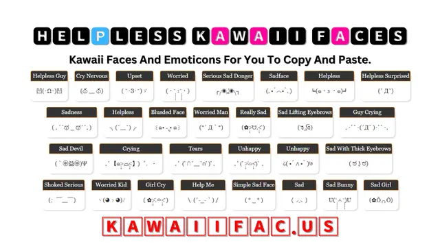 Helpless Kawaii Faces Emoticon 凹(･Ω･)凹