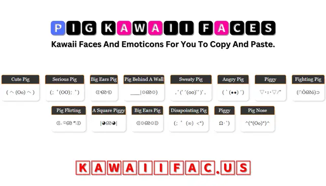 Pig Kawaii Faces Emoticon |◕ഌ◕|