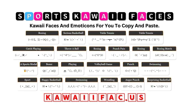 Sports Kawaii Faces Emoticon (= O Σ。Σ) = OQ (-_- Q)○