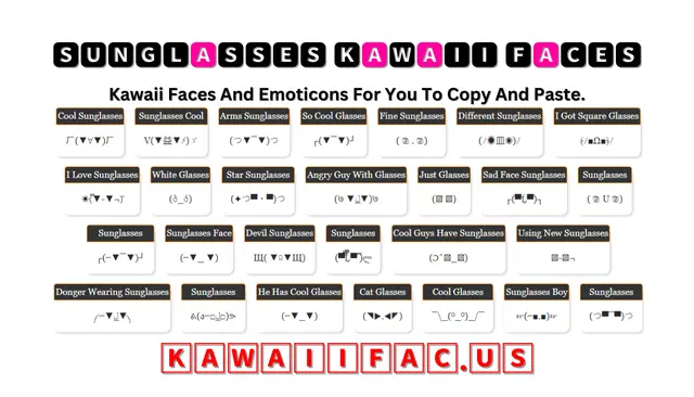 Sunglasses Kawaii Faces Emoticon ㄏ(▼∀▼)ㄏ