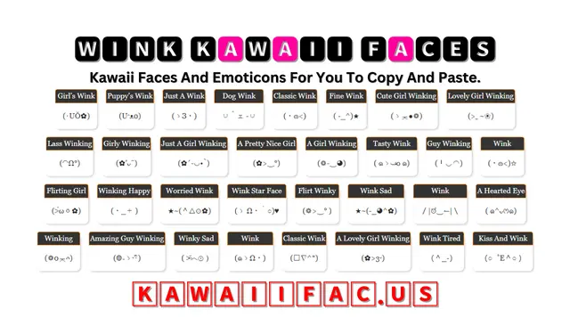 Wink Kawaii Faces & Emoticon (･UŎ✿)