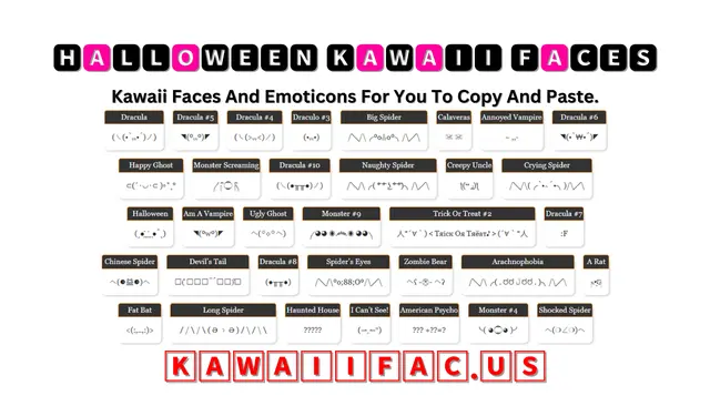 Halloween Kawaii Faces or Emoticons (㇏(•̀ᵥᵥ•́)ノ)